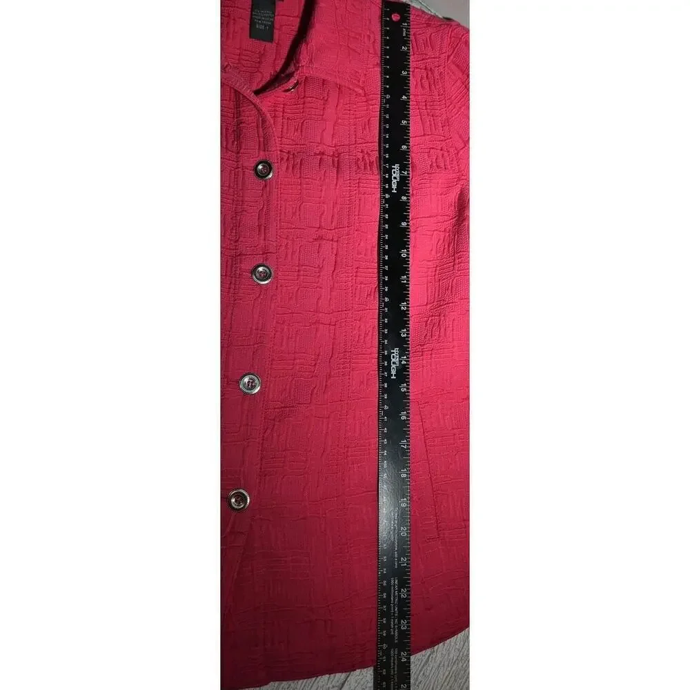 Hot Pink Geo Multicolor Back Jacket Additions By CHICOS Size 1 (M or 10) ARTSY